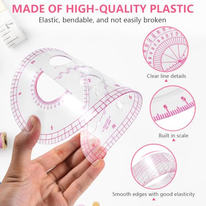 KISEER 4 Pcs Clear Metric Sewing Ruler Set French Curve Pattern Making Ruler Kit for Knitting Tailors Crafting Dress Designers Sewing Beginner Supplies - size: 4 Pcs - Standard