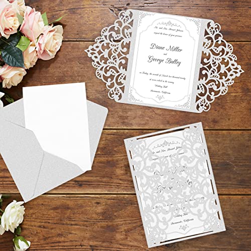 24 Sheets Silver Shimmer Cardstock 8.5 x 11 Metallic Paper | Goefun 80lb Card Stock Printer Paper for Invitations, Crafts, DIY Cards，Graduations - color: silver