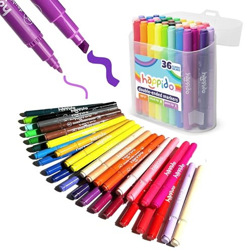 International Arrivals Happido Double-Sided Markers for Kids, Set of 36 - style: 36 Count - Double Ended