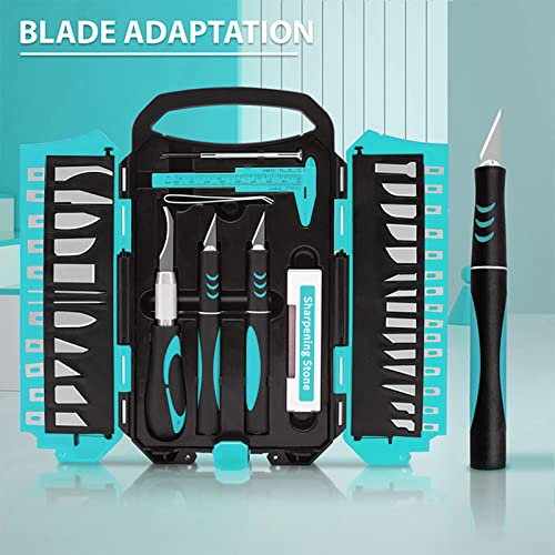 MANUFORE 34pcs Large Exacto Knife Set Craft Precision Knife Set Blue - color: Blue