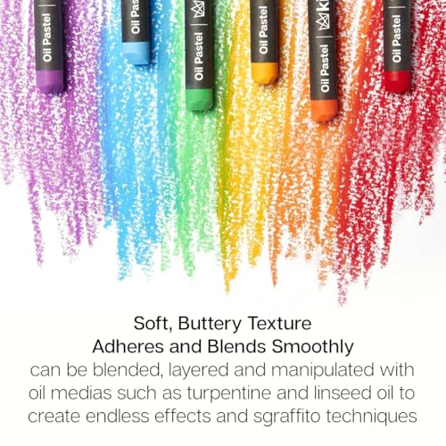 KINGART 48-Piece Oil Pastels Set, Soft Oil Pastels for Art Painting, Drawing, Blending, Art Supplies for Artists, Beginners, Students, Teachers