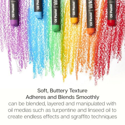 KINGART 48-Piece Oil Pastels Set, Soft Oil Pastels for Art Painting, Drawing, Blending, Art Supplies for Artists, Beginners, Students, Teachers