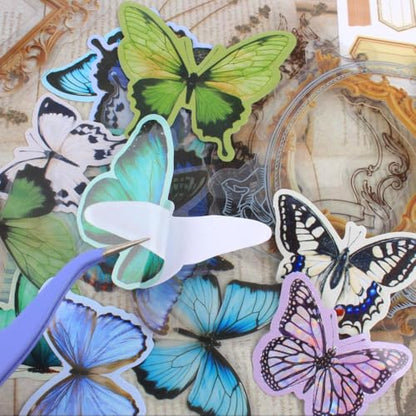Diuhofart Scrapbook Kits for Adults Women, Aesthetic Stationery Scrap Booking Supples Kit with A6 Grid Notebook for Junk Journal Supplies, DIY Paper Craft Art Materials - color: Green Kit Butterfly