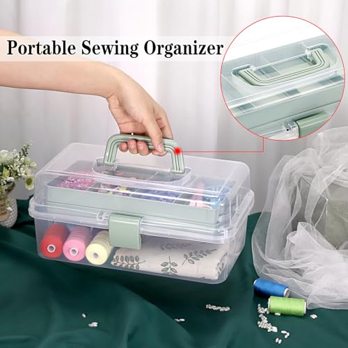 BTSKY Plastic Dividing Storage Box, Tackle Box with Adjustable Dividers - color: Clear+Green