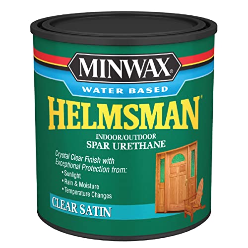 Minwax Water Based Helmsman Indoor/Outdoor Spar Urethane, Satin, Clear, 1 Quart - size: Quart, style: Satin (Water Based)