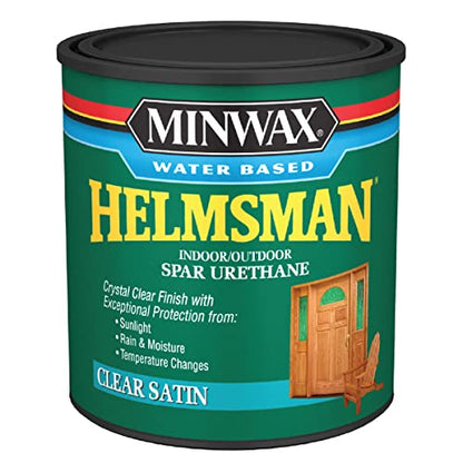 Minwax Water Based Helmsman Indoor/Outdoor Spar Urethane, Satin, Clear, 1 Quart - size: Quart, style: Satin (Water Based)