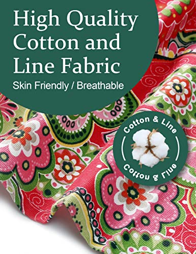Cozy Adjustable Cross Back Aprons for Women with Pockets Cotton Linen Cooking Kitchen Baking - color: Red Flowers