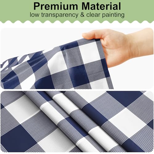 4 Packs Buffalo Disposable Table Cloth, 54 x 108 Inch Waterproof Plastic Tablecloth, Rectangle Navy and White Checkered Table Covers for Picnic, Birthday, Party, Back to School - color: Navy and White, size: 54" x 108" - 4 Pack