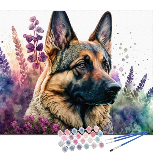 TOCARE German Shepherd Paint by Numbers Kit for Adults,Dog Paint by Number Kit Canvas,Acrylic Adults' Paint-by-Number Kits for Dog Lovers 16x20inch (Without Framed) - color: TC-OPC-146