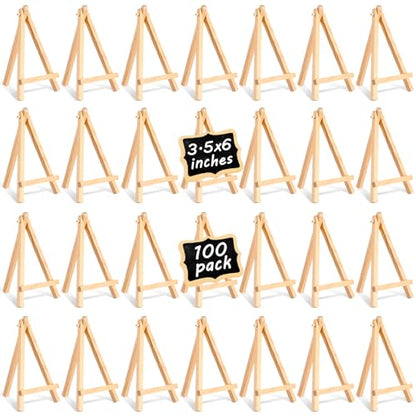 100 Pieces Mini Wooden Easel Stands Tripod Display Tabletop,6 Inch | For Artist Painting Business Cards Photos, Canvas Holder Wedding Table Numbers Party Favors Gift, Natural Wood Tripod Frame - size: 6 Inch