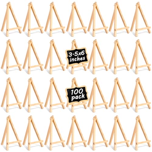 100 Pieces Mini Wooden Easel Stands Tripod Display Tabletop,6 Inch | For Artist Painting Business Cards Photos, Canvas Holder Wedding Table Numbers Party Favors Gift, Natural Wood Tripod Frame - size: 6 Inch