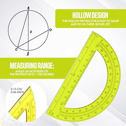 EBOOT Student Geometry Set, 180 Degree Protractor Compass 6",Yellow | Swing Arm Protractor Ruler Compass, Geometry Drawing Tools for Measuring Angles, School Classroom Math Supplies - color: Yellow