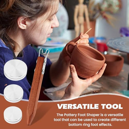 Pottery Trimming Tool, 6mm Clay Foot Trimmer with Red Sandalwood Handle