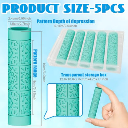 beinkmake 5Pcs Mandala Pattern Polymer Clay Texture Rollers, Plastic Clay Tools with Storage Case for DIY Jewelry Making, Scrapbooking, Pottery Crafting - color: Mandala Pattern