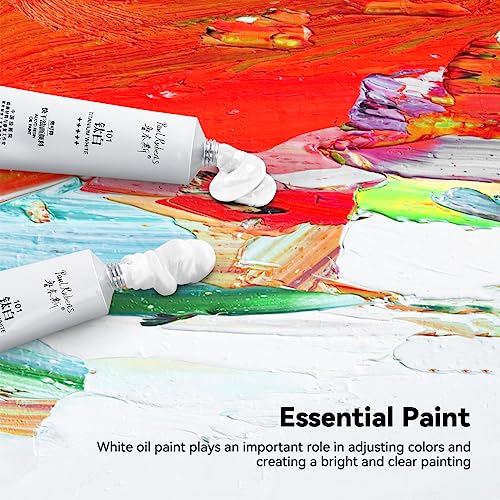 Paul Rubens Titanium White Oil Paint, 3 * 50ml Oil Colors with High Saturation, Large Capacity Tubes, Faster Drying Time with Creamy Texture and Consistency for Artists, Students, Beginners | Oil Colors with High Saturation, Large Capacity Tubes, Creamy T