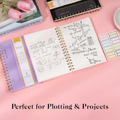 Yoment Graph Paper Spiral Notebook A5 Graphing Notebook 160 Pages | Graph Paper Notebook Spiral Bound Waterproof Plastic Hardcover Spiral Journal 5x7 Grid Notebooks for Note Taking, Pink - color: Pink, style: A - Graph - A5