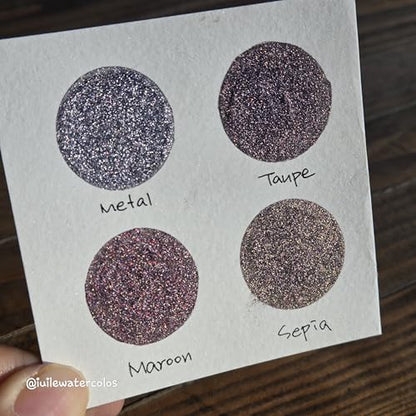 IUILE Handmade Watercolor Paints - Chic Tinsel 2024 Dot Card (5 colors). Chrome, Metallic, Shiny, Shimmer - color: Chic Tinsel 2024 Dot