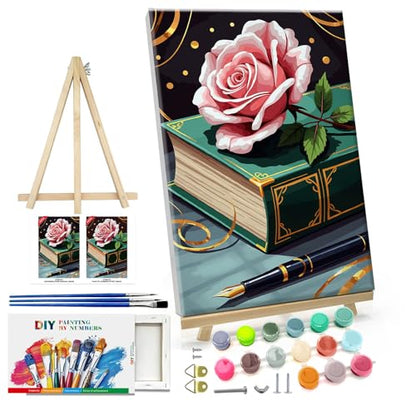 ATDMS Flower Paint by Numbers Kit for Adults with Frame, 8x12 Inch - color: Flower 275