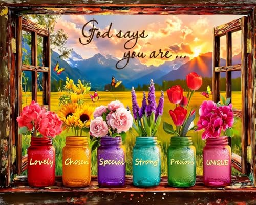 MIRCVSH Inspirational Paint by Numbers Kit for Adults,DIY Easy Unframed Scenery and Flowers Paint by Number Kits on Canvas,God Says Acrylic Oil Painting Art Crafts for Home Wall Decor 16x20 Inch. - color: MT22558