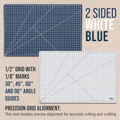 U.S. Art Supply 24"x36" Self-Healing Cutting Mat 5-Ply White/Blue | Double-Sided White/Blue Craft Mat, Non-Slip Cutting Mats for Crafts, Sewing, Quilting, Scrapbooking - color: White/Blue, size: 36"L x 24"W