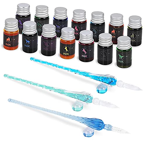GOLDGE 19 Pieces Glass Dip Pen Ink Set