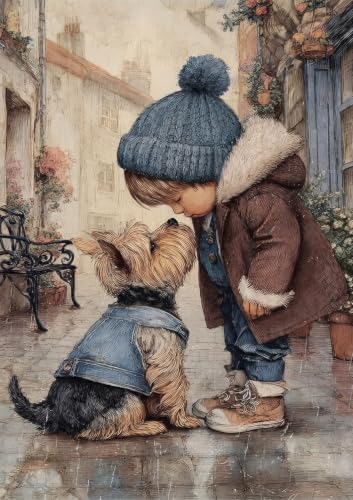 Diamond Art Kits for Adults,Boy Kissing Puppy Diamond Painting Kits 12x16in | Diamond Painting Kit - Sparkling Full Drill Design Perfect for Home Decor, Holiday Gifting, And Relaxing Crafting 12x16inch - color: DP04532