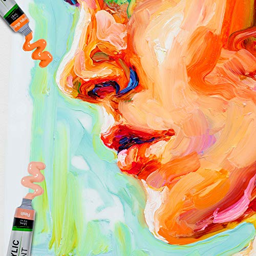 U.S. Art Supply 36 Color Professional Acrylic Paint Set in 12ml Tubes | Painting Supplies for Adults, Artists, Students, Beginners - Canvas Portrait Paintings
