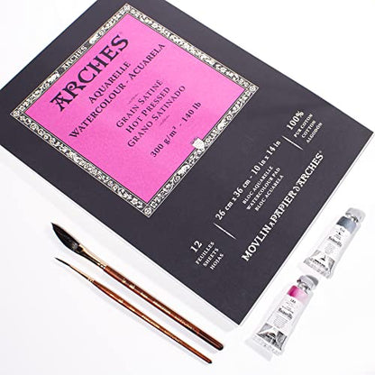 Arches Watercolor Pad 10x14 Inches 140lb/300gsm Hot Press, White - size: 10"x14", style: Hot Press