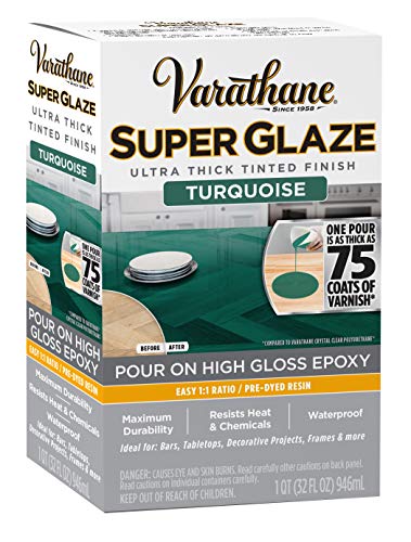 Varathane 369293 Super Glaze Pour-On High Gloss Epoxy, Quart, Turquoise - color: Turquoise
