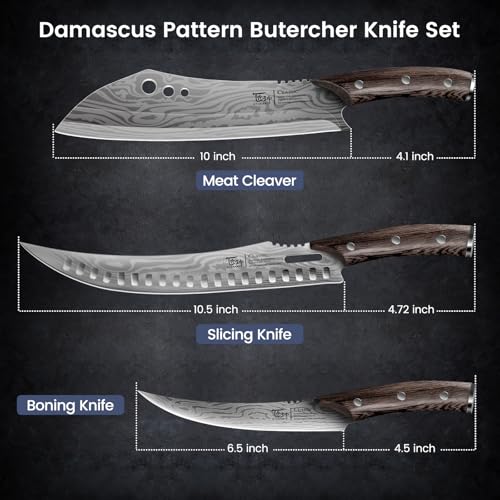 SYOKAMI Butcher Knife Set, Cleaver, Breaking & Boning Knife for Meat & BBQ - size: 3 PCS Set