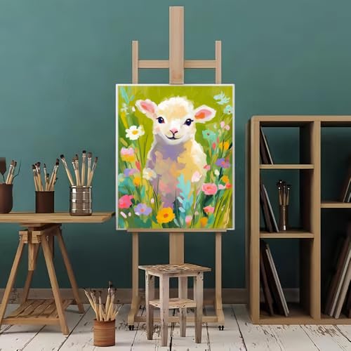 Natuyalo Paint by Numbers Kit for Adults, Sheep Paint By Number Kits for Beginner Animals Acrylic Painting Kit Adults' Paint-by-Number Kits for Gift Home Wall Decor 16x20 inch - color: Color-09