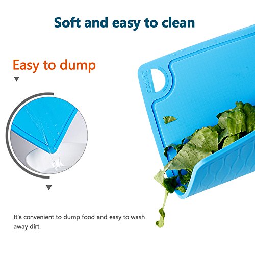 Liflicon Thick Silicone Cutting Boards for Kitchen Silicone Chopping Boards/Mats Set of 2 Extra Large14.6''x10.43'', Mini 9.1”x7.1” Non-slip Deep Drip Juice Groove, Dishwasher Safe-Blue - color: Blue, size: 9.1"L x 7.1"W & 14.6"L x 10.4"W