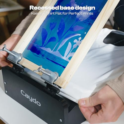 Caydo 59 Pieces All-in-One Screen Printing Kit with Screen Printer, 50W Exposure Screen Printing Light, Photo Emulsion Kit, Screen Printing Frames, Instructions
