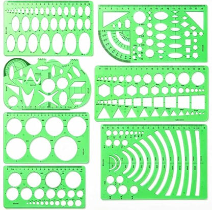 SenseYo 7 Pack Drawings Templates Stencil, Circle Template for Geometric Drawing Stencils, Plastic Clear Circle Stencils Architecture Supplies Drafting Tools for Studying, Designing - size: 7 pcs