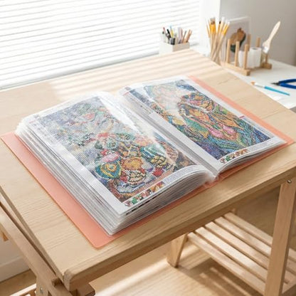 Huacan A3 Diamond Art Storage Book 30 Pages 60 Views Portfolio Presentations Folder Diamond Art Accessories - color: Pink