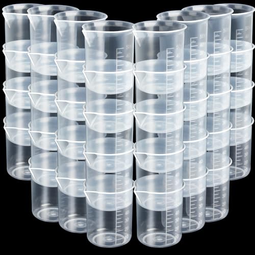 LEOBRO 50ml/1.7oz Epoxy Mixing Cups, 38PCS Graduated Epoxy Resin Cups, Pouring Cup, Plastic Beakers Measuring Cup for Resin, Epoxy, Paint