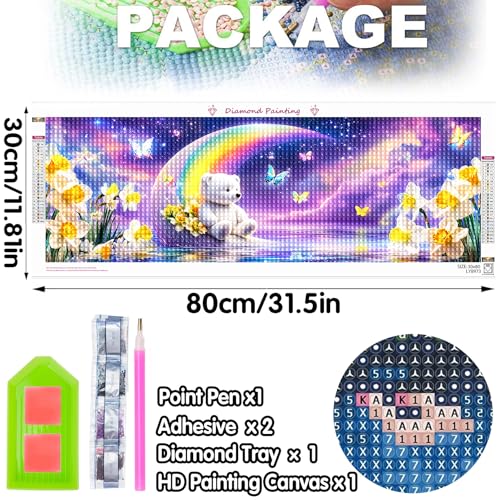 Bimkole Large Diamond Art Kits for Adults Teddy Bear, Full Drill 5D DIY Rhinestone Embroidery Set Paint with Diamonds Art Moon by Number Kits Cross Stitch Home Wall Craft Decoration 31.5x11.81 Inch - color: Teddy Bear