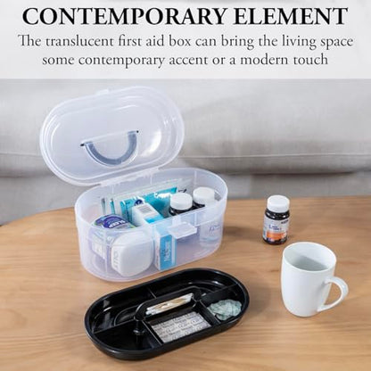 MyGift Clear Craft Storage Case with Tray, Portable Organizer Box | Clear storage case with removable tray organizes crafts, sewing supplies, first aid essentials, and small accessories