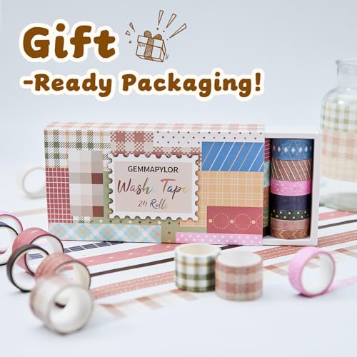 Neutral Washi Tape Set 24 Rolls,Decorative Masking Tape for Junk Journal, Scrapbooking Supplies, DIY Crafting Supplies - style: Neutral