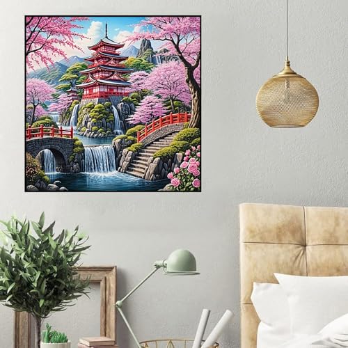 HHMATITS Cherry Blossom Diamond Art Kits for Adults 14X14IN - color: Cherry Blossom