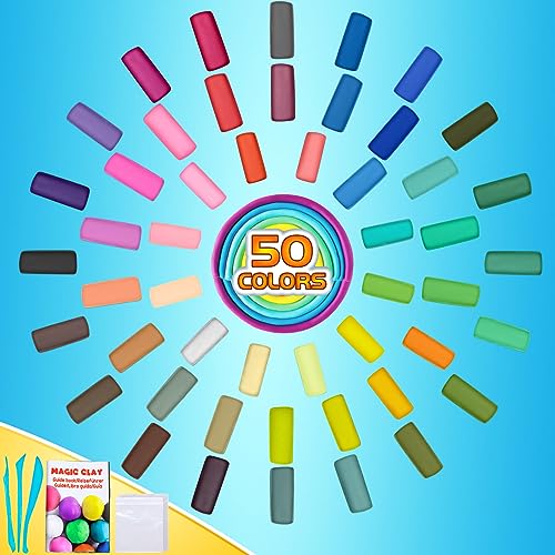 ESSENSON Air Dry Clay 50 Colors, Modeling Clay for Kids, DIY Molding Magic Clay, Gift for Kids - color: 50 Colors