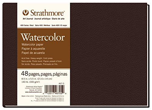 Strathmore 400 Series Hardcover Watercolor Art Journal, 140 lb. Cold Press, 8.5 X 5.5 inches, White, 48 Pages (467-5) - size: 8.5x5.5 inch, style: Hardbound, Phase Out