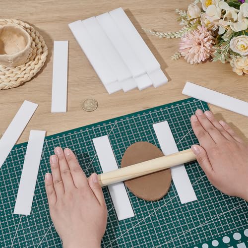 BENECREAT 14Pcs Polymer Clay Depth Guide, 2/3/4/5/6/7/10mm White Clay Roller Guide, Mudboard Tools for Pottery, Acrylic Polymer Clay Tool Set, 6x1 Inch - color: White