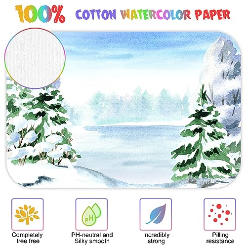 Sabary 100 Pcs Watercolor Postcards, 4 x 6 Inch Watercolor Paper Postcards Blank 140lb/300gsm White Cardstock Notecards for Paint, Artwork, DIY, Mailing, Invitations, Greeting Cards(Round Angle) - style: Round Angle