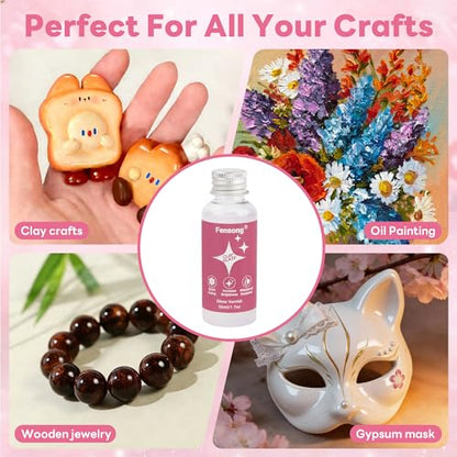 Clear Gloss Clay Glaze Sealer, 50ml Varnish Top Coat with Brush Included
