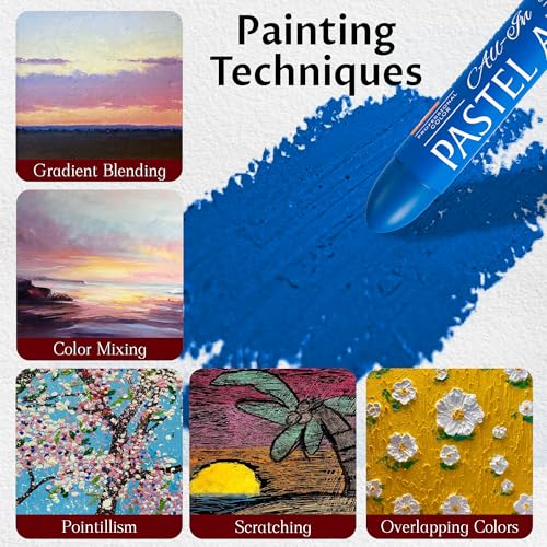 6 Pack Jumbo Oil Pastels Set (14 x 84 mm), Soft Oil Pastels with Vibrant Colors, Great Blending and Layering, Pastel Crayons for Professional Artists and Hobbyists, Twilight Bay - color: Twilight Bay