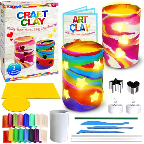 MHMYDIS Make Your Own Clay Luminaries - Clay Lanterns Making Kit Activity for Boys Girls Age 6 7 8 9 10 11 12 Year Old and up - Arts and Crafts Kit for 8-12 Year Olds - size: Small
