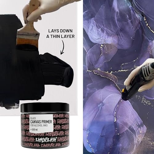 KAMENSKAYA Black Acrylic Gesso Primer for Alcohol Ink Painting on Canvases,16.9 fl oz (500 ml) - color: Black, size: 16.9 Fl Oz (Pack of 1)