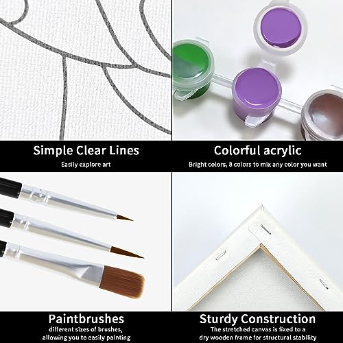 VOCHIC Sip and Paint Kit, Pre Drawn Canvas Couples Painting Party Kits Paint Art Set with Outline Canvas for Adults Date Night Couple Sunset Heart 2 Pack (12 x 16 Inches) - size: 12x16, style: Sunset Heart