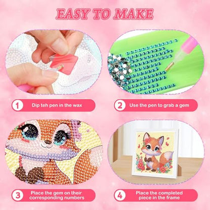 Arttoplus Fox Diamond Art Painting Kits for Kids with Frame 7x7 inch - color: CC979-US